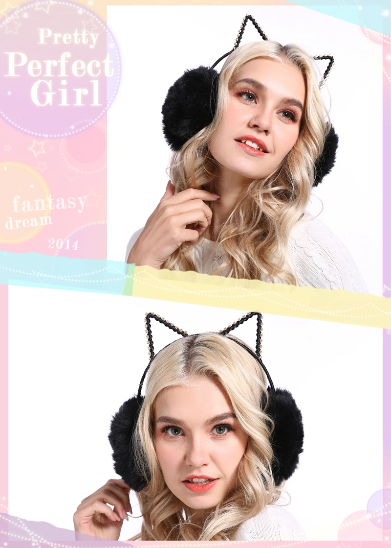 Lovely Cat Soft Winter Warm Earflap Earmuff with Crystal