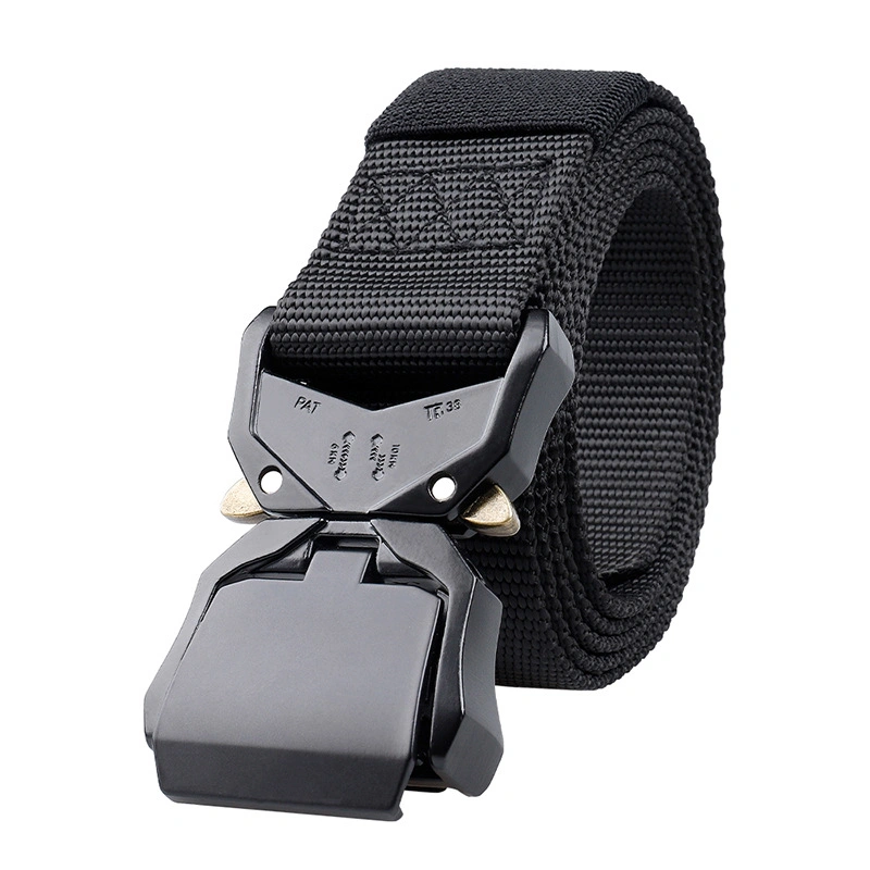 New Zinc Alloy Buckle Tactical Belt Quick Release Snake Buckle Outdoor Belt Wear-Resistant and Durable Nylon Belt