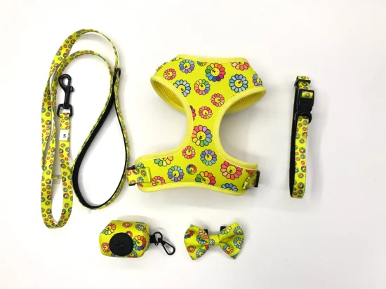 Set di imbracature e guinzagli tattici per cani, modello logo personalizzato, cintura per cani in nylon a rete, sublimazione personalizzata, forniture per animali domestici, realizzazione di accessori per animali domestici